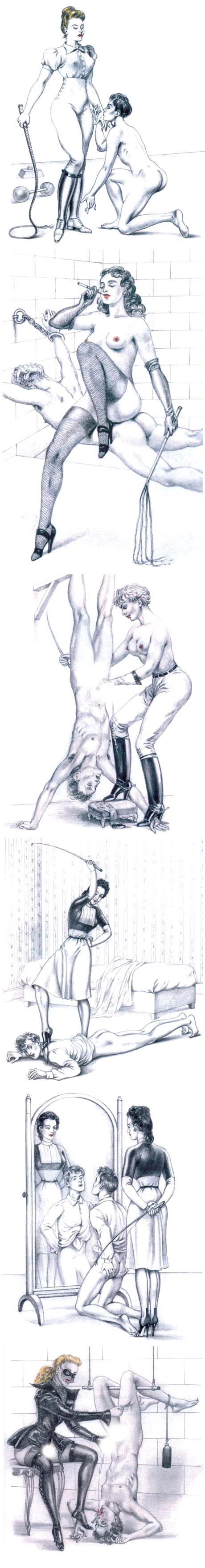 Montorgueil Dessins de Maîtresses du livre Dans la maison des Amazones