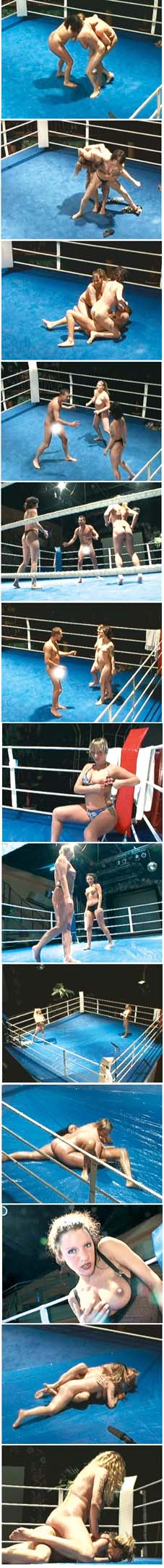 Combats entre femmes nues sur un ring de catch