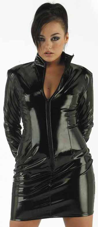 Robe de Maitresse zipp&eacute;e en vinyl noir