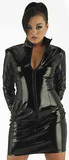 Robe de Maitresse zipp&eacute;e en vinyl noir