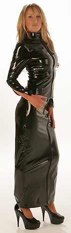 Longue jupe fetichiste de Maitresse en vinyl noir