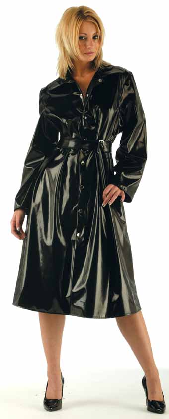 Imperméable sm fetichiste en vinyl noir