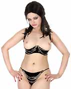Soutien-gorge &agrave; cha&icirc;nes sous seins nus en vinyl noir